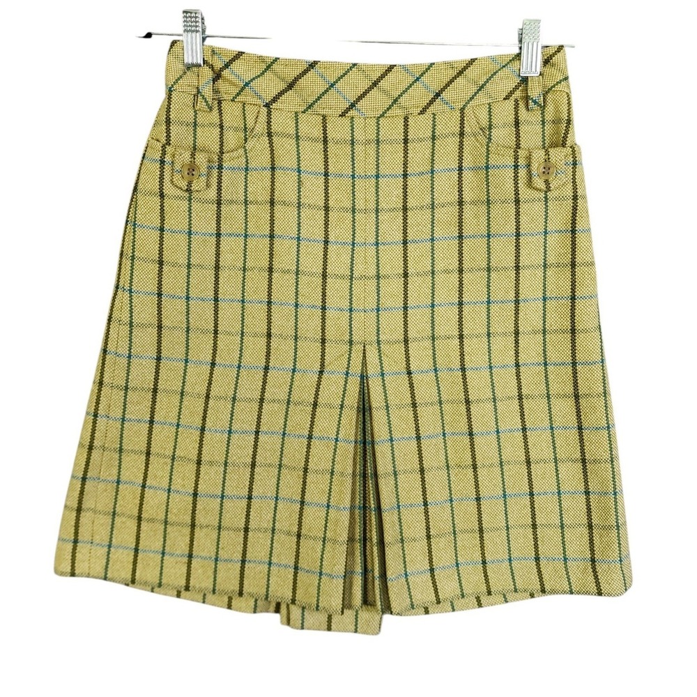 Ann Taylor Loft Womens Plaid Pleated‎ Mini Skirt Size 2 Petite Wool Blend Preppy